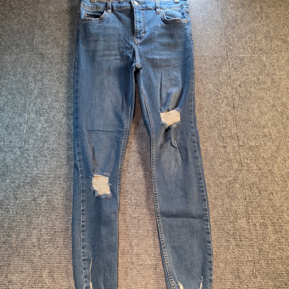 Free People Distressed Skinny Jeans Womens 28R Blue Good Raw Hem Stretch